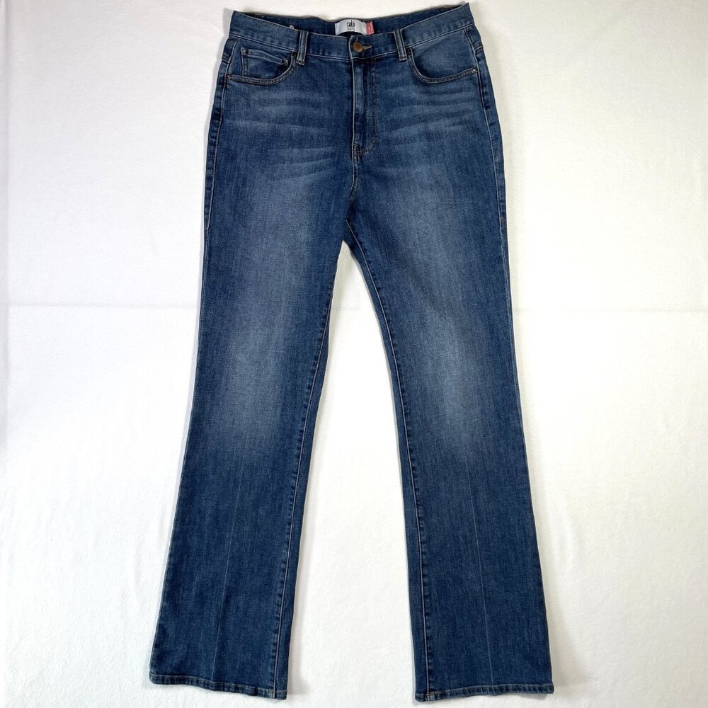 CAbi 5th Avenue Jean Style 6069L Blue Wash High Rise Stretch Flare Size 10 Long